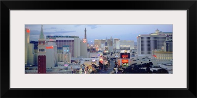 High angle view of buildings in a city, The Strip, Las Vegas, Nevada