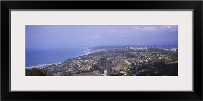 High angle view of buildings on a hill, La Jolla, Pacific Ocean, San Diego, California