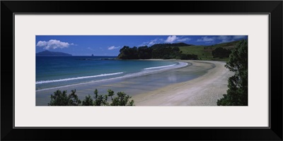 High angle view of coastline, Waipu, Northland, New Zealand