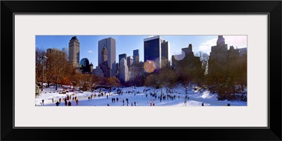 High angle view of people skating in an ice rink, Wollman Rink, Central Park, Manhattan, New York City, New York State,