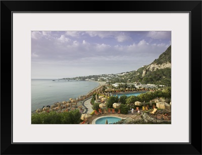 High angle view of pools near the beach, Forio, Ischia, Naples, Campania, Italy