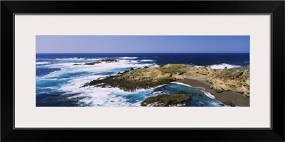 High angle view of surf on the beach, Point Lobos State Reserve, California