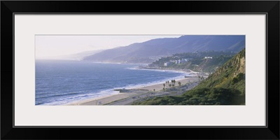 High angle view of the beach, Malibu, Pacific Palisades, Santa Monica Bay, California