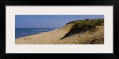 High angle view of tourists on the beach, Cape Cod, Massachusetts, New England