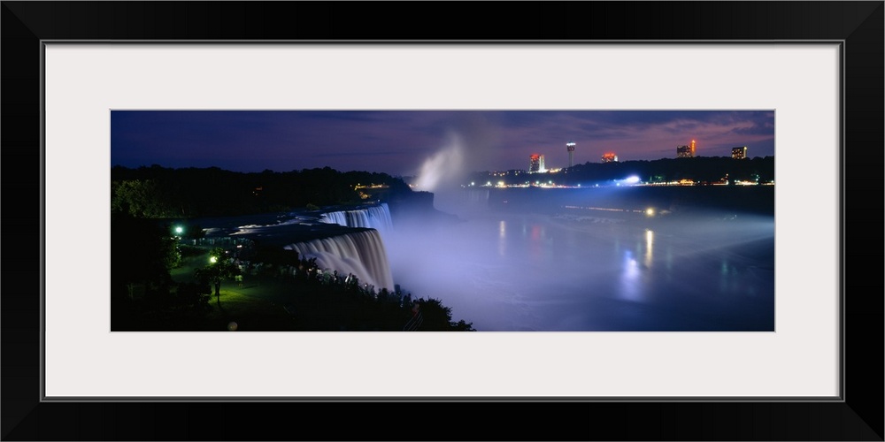 High angle view of waterfalls at night, American Falls, Niagara Falls, New York State