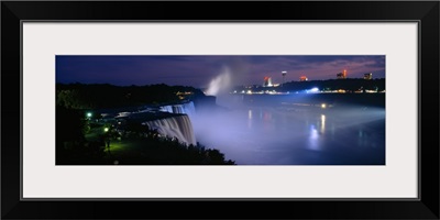 High angle view of waterfalls at night, American Falls, Niagara Falls, New York State