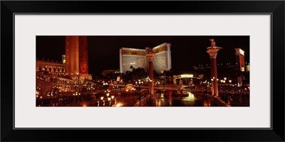 Hotel lit up at night The Mirage The Strip Las Vegas Nevada