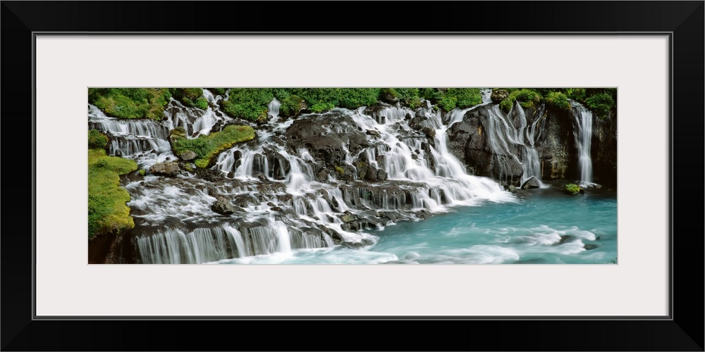 Iceland, Hraunfoss Waterfall, Waterfall in a forest