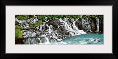 Iceland, Hraunfoss Waterfall, Waterfall in a forest