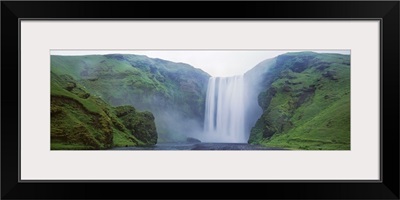 Iceland, Skogar, Skogafoss Waterfall, Panoramic view of a waterfall