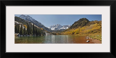 Lake in front of mountains, Maroon Bells, Maroon Lake, Colorado