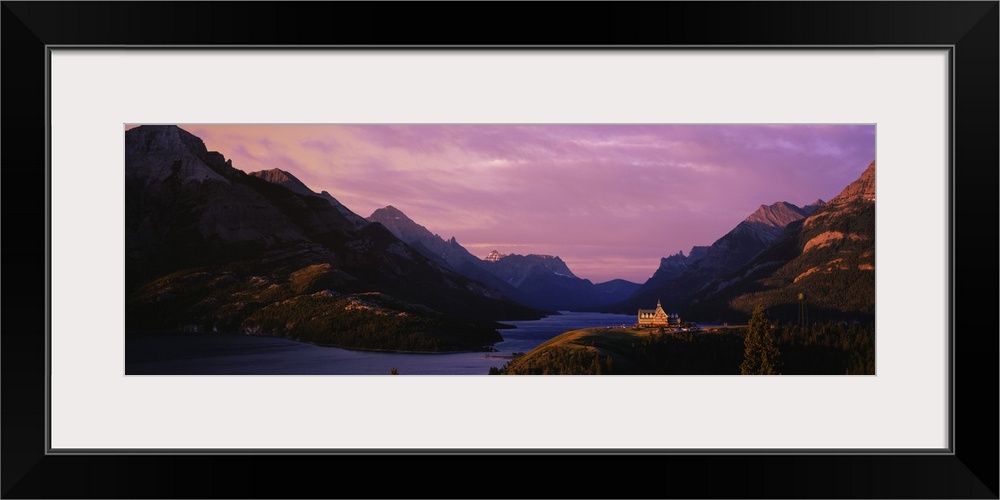 Lake passing through mountains, Waterton Lakes National Park, Alberta, Canada