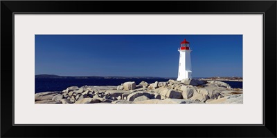 Lighthouse at the coast, Peggy's Point Lighthouse, Peggy's Cove, Nova Scotia, Canada
