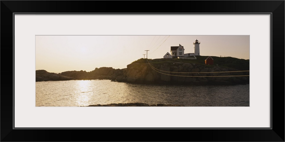 Lighthouse on a hill, Nubble Lighthouse, Cape Neddick, York, Maine