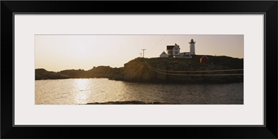 Lighthouse on a hill, Nubble Lighthouse, Cape Neddick, York, Maine