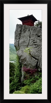Low angle view of a rock, Yamadera, Yamagata Prefecture, Honshu, Japan