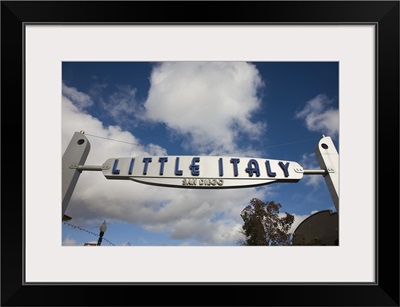 Low angle view of a signboard, India Street, Little Italy, San Diego, California