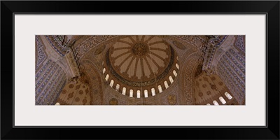 Low angle view of interiors of a mosque, Blue Mosque, Istanbul, Turkey