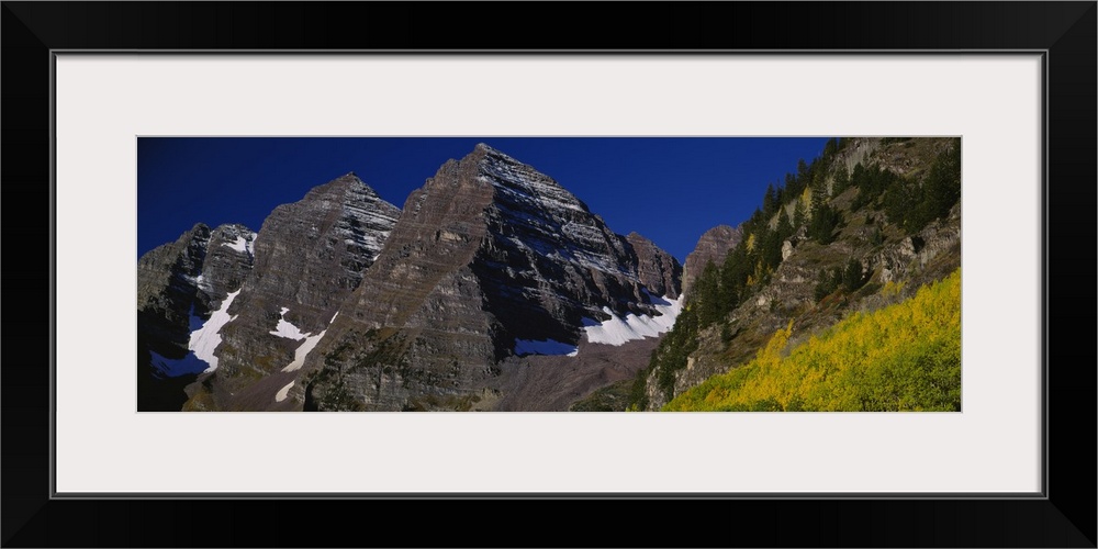 Panoramic photo print of a rugged mountain range up close.