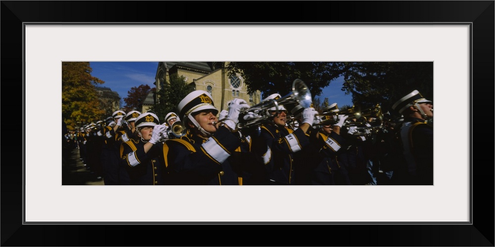 Men playing trumpet in the parade, University Of Notre Dame, South Bend, Indiana
