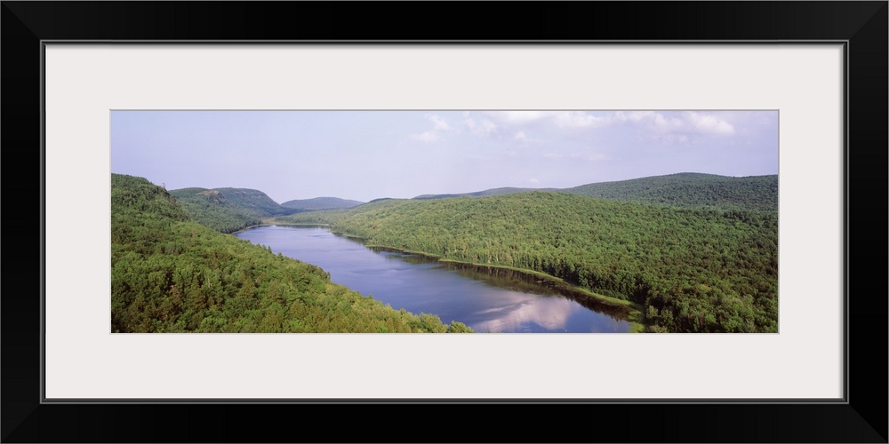 Michigan, Porcupine Mountains Wilderness State Park, Aerial view of the Lake of the Clouds