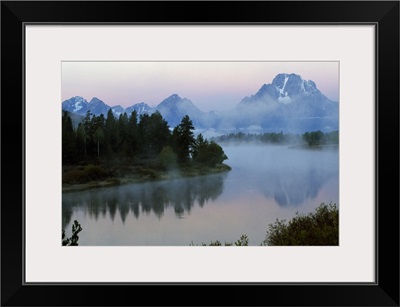 Mist over Oxbow Bend and Mount Moran, Grand Teton National Park, Wyoming