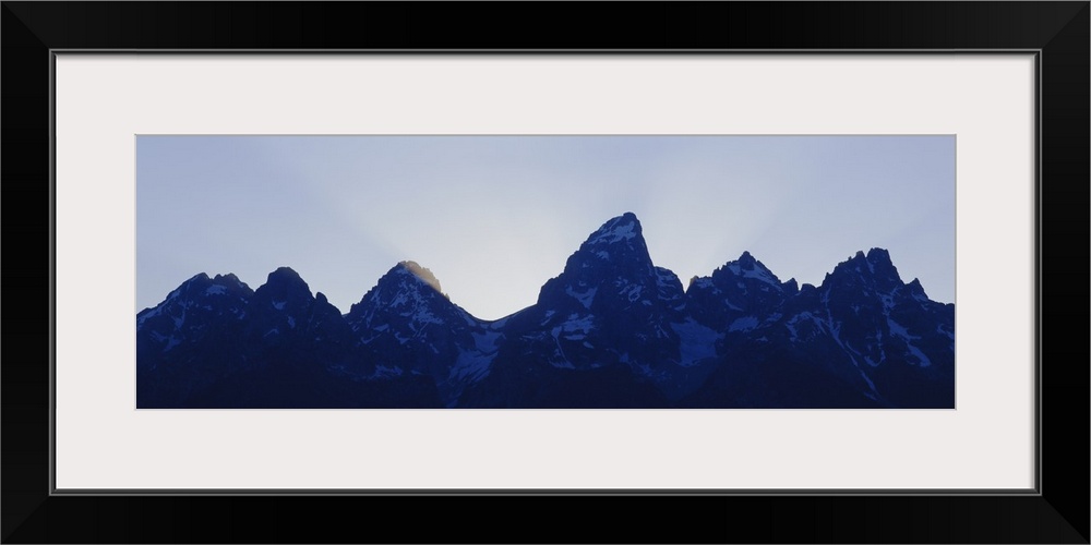 Mountain peaks at dusk, Grand Teton National Park, Wyoming