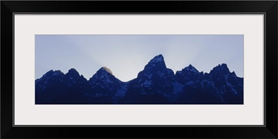 Mountain peaks at dusk, Grand Teton National Park, Wyoming