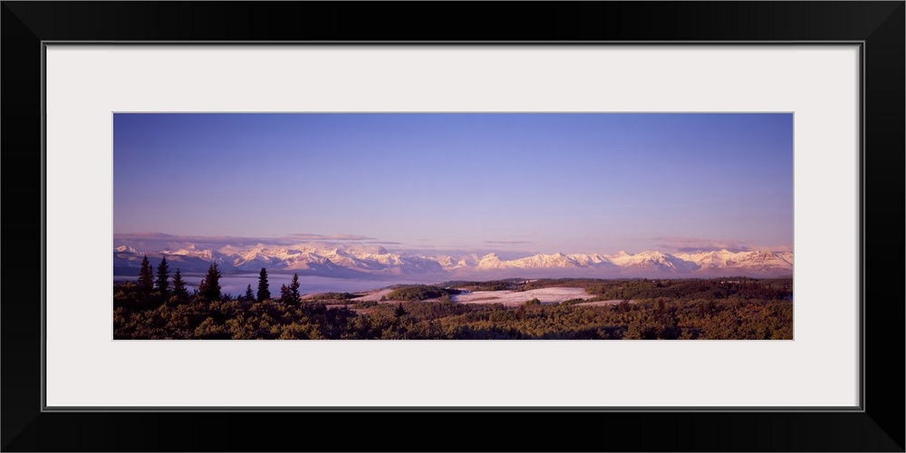 Mountain range covered with snow, Rocky Mountains, Kananaskis Country, Calgary, Alberta, Canada