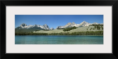 Mountains along a lake, Sawtooth Mountains, Idaho