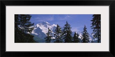 Mountains covered with snow, Swiss Alps, Wengen, Bernese Oberland, Switzerland