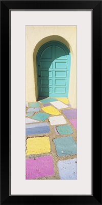 Multi-colored tiles in front of a door, Balboa Park, San Diego, California