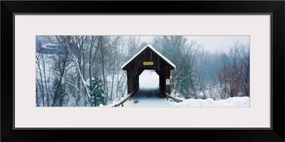 New England covered bridge in winter