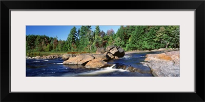 New York, Adirondack State Park, Moose River, River flowing through the forest