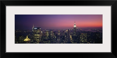 New York, New York City, aerial, twilight