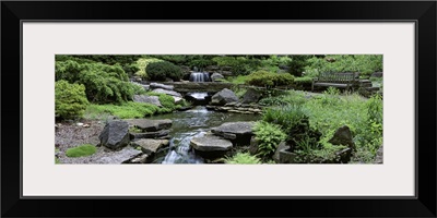 Ohio, Columbus, Inniswood Metro Gardens, River flowing through a forest