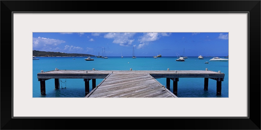 Pier with boats in the background, Sandy Ground, Anguilla