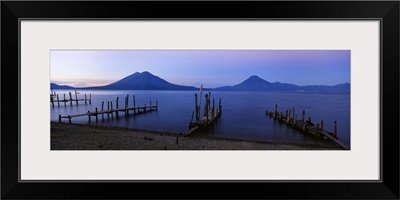 Piers over a lake, Guatemala