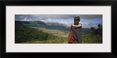 Portrait of a masai girl smiling, Tanzania