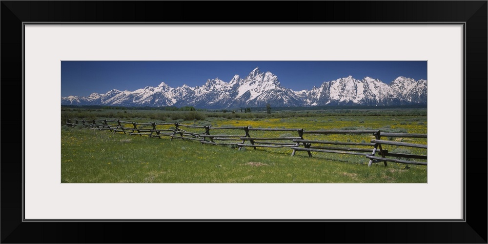 Rail fence on a landscape, Grand Teton National Park, Wyoming