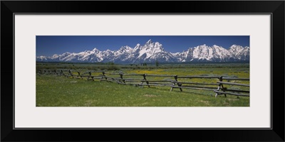 Rail fence on a landscape, Grand Teton National Park, Wyoming