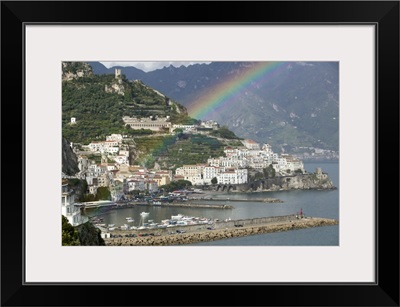 Rainbow over a town, Almafi, Amalfi Coast, Campania, Italy