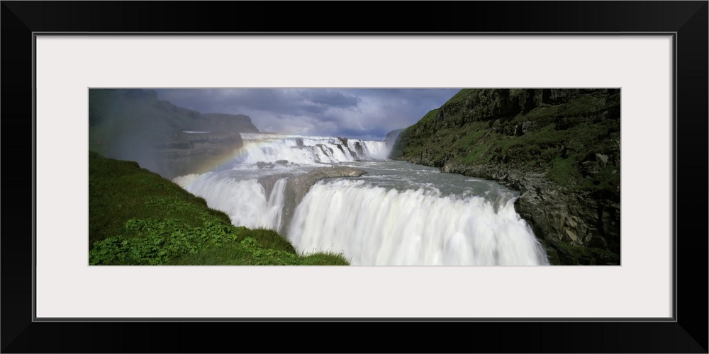 Rainbow over Gullfoss or The Golden Waterfall, Iceland