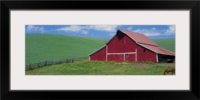 Red Barn With Horses WA