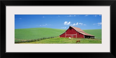 Red Barn With Horses WA