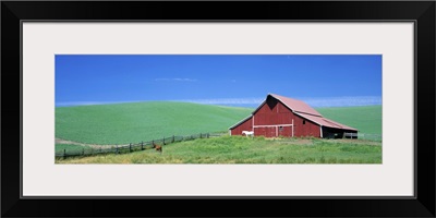 Red Barn With Horses WA