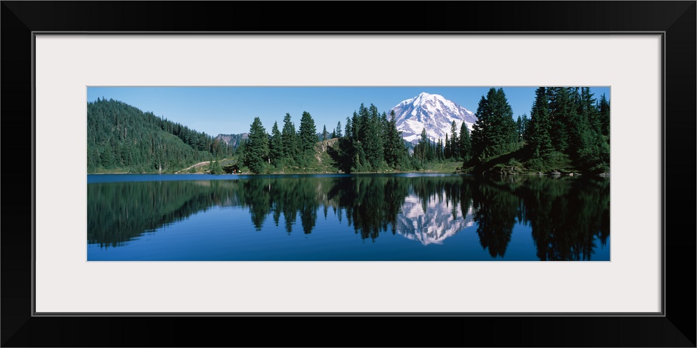 Reflection of a mountain in a lake, Mt Rainier, Mt Rainier National Park, Pierce County, Washington State