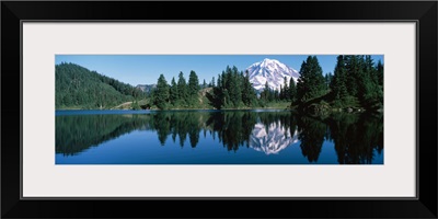 Reflection of a mountain in a lake, Mt Rainier, Mt Rainier National Park, Pierce County, Washington State