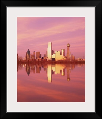 Reflection of buildings on water, Dallas, Texas