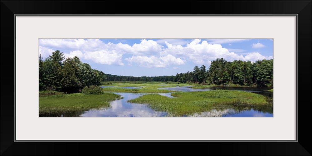 Reflection of clouds in a river, Moose River, Adirondack Mountains, Old Forge, Herkimer County, New York State